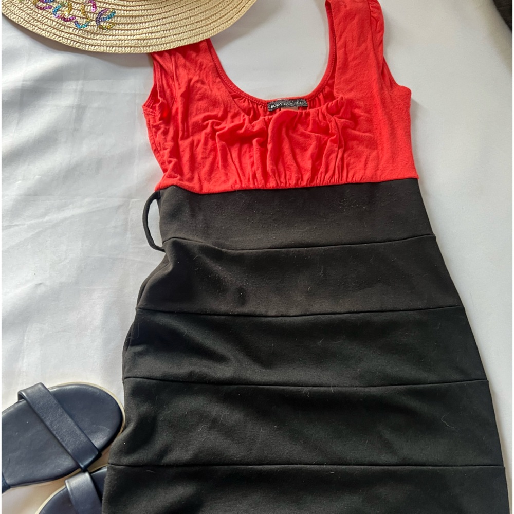 body central bodycon Colorblock women orange/ black size small